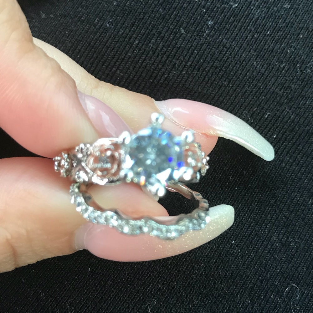 Two tone sterling silver two piece ring